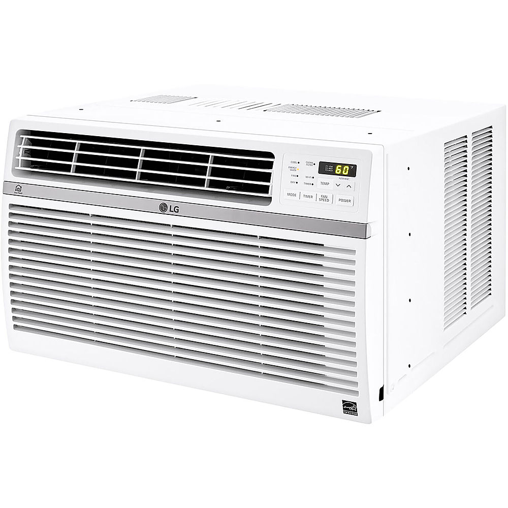 Left View: LG - 550 Sq. Ft. 12,000 BTU Smart Window Air Conditioner - White