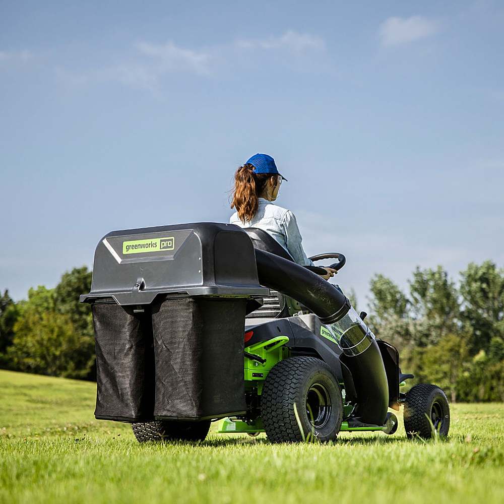 Left. Greenworks - 42" Residential Riding Mower Bagging Kit - Black.