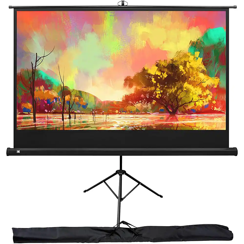 Front. Kodak - 60 in. Portable Projector Screen, Adjustable Projection Screen with Tripod Stand & Carry Bag - White.