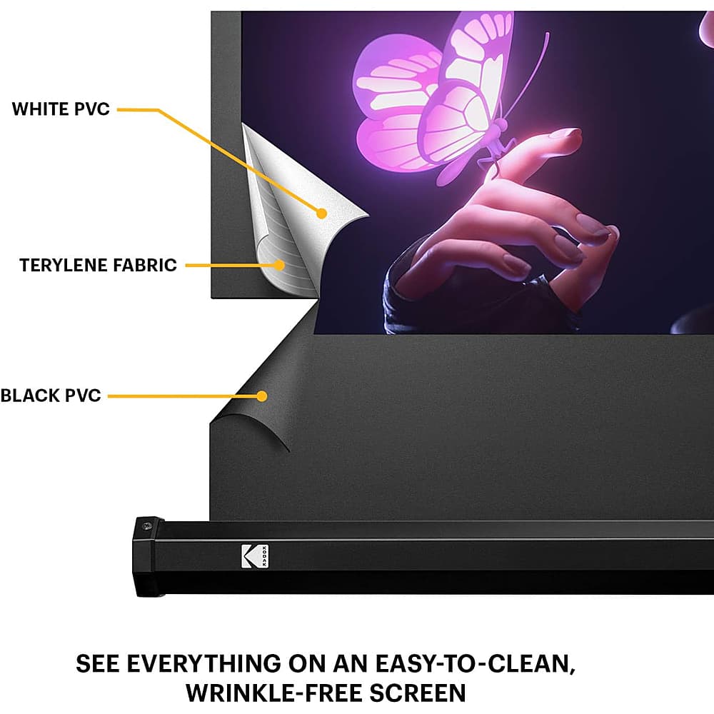 See everything on an easy-to-clean, wrinkle-free screen.