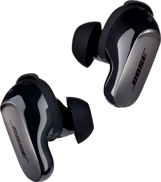 Front. Bose - QuietComfort Ultra True Wireless Noise Cancelling In-Ear Earbuds - Black.