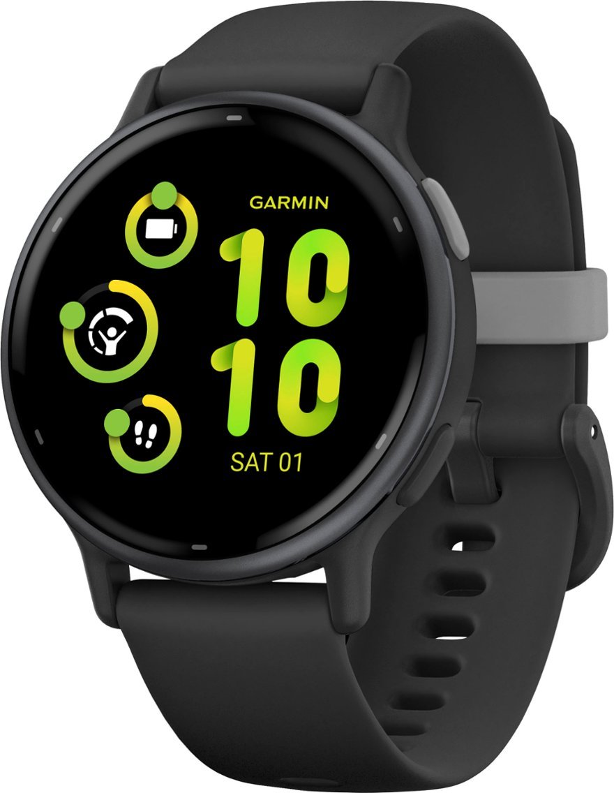 Garmin – vivoactive 5 GPS Smartwatch 1.2-inch, 4GB memory, 42 mm Fiber-reinforced polymer – Slate Aluminum and Black
