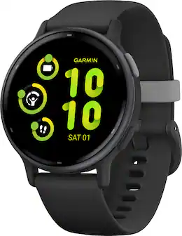 Front. Garmin - vívoactive 5 GPS Smartwatch 42 mm Fiber-reinforced polymer - Slate Aluminum and Black.