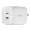 Belkin - 45W Dual USB-C Wall Charger, Fast Charging Power Delivery 3.0 with GaN Technology for Apple iPhone and Samsung - White