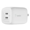 Belkin - 65W Dual USB-C Wall Charger, Fast Charging Power Delivery 3.0 with GaN Technology for Apple iPhone and Samsung - White