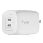 Alt View 11. Belkin - 65W Dual USB-C Wall Charger, Fast Charging Power Delivery 3.0 with GaN Technology for Apple iPhone and Samsung - White.