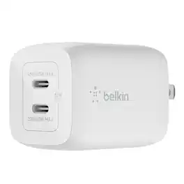 Belkin - 65W Dual USB-C Wall Charger, Fast Charging 3.0 w/ GaN Technology for iPhone, MacBook, Galaxy, Nintendo Switch 2 & More - White