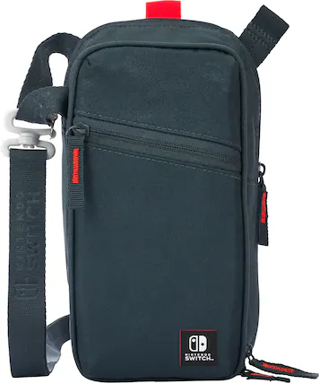 Front. PowerA - Crossbody Bag for Nintendo Switch Family - Black.
