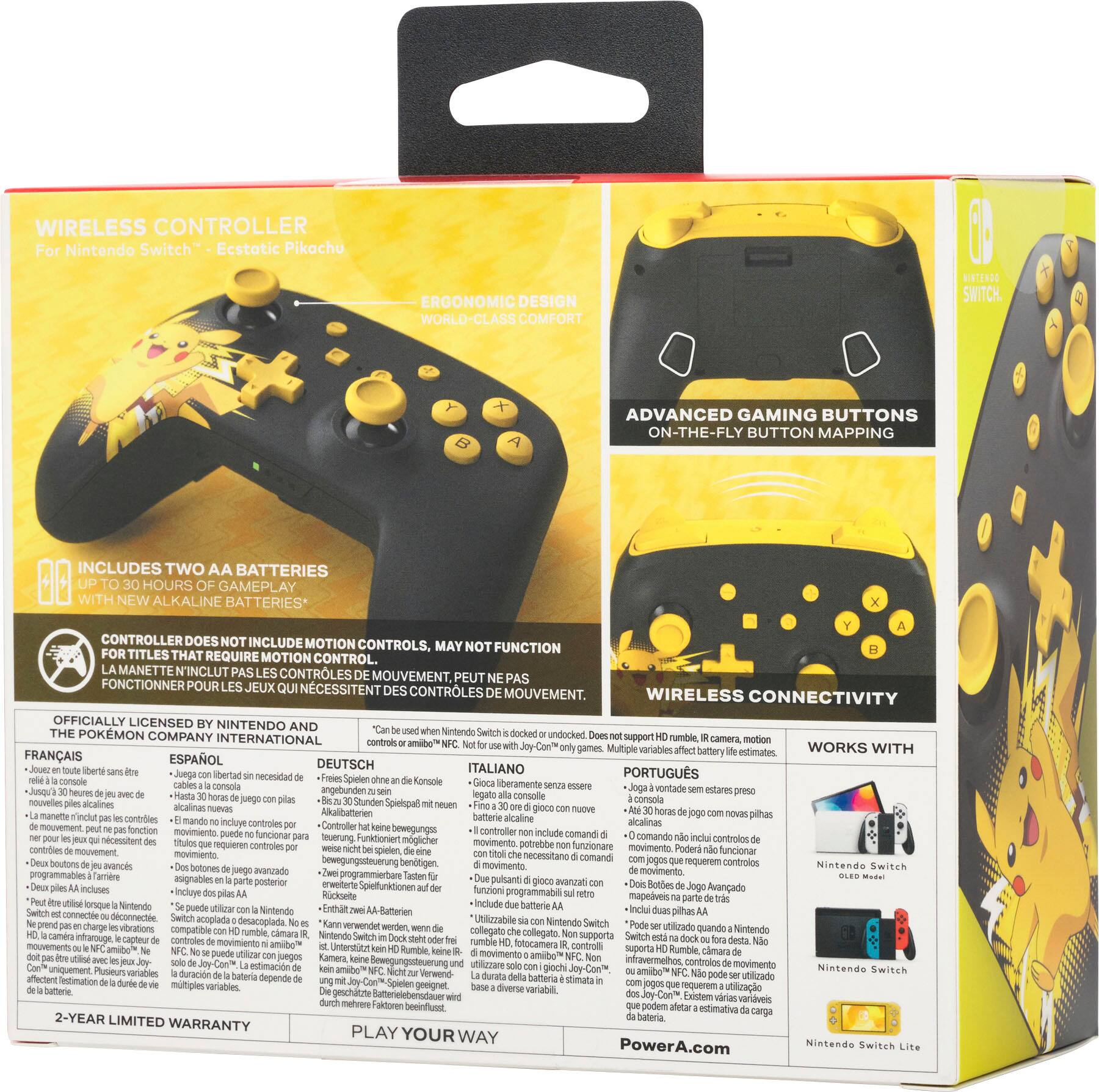 Alt View 26. PowerA - Wireless Controller for Nintendo Switch - Pikachu Ecstatic.