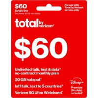 Total by Verizon - $60 Unlimited Talk Text & Data Single Device No Contract Monthly Plan [Digital] - Front_Zoom