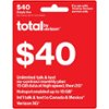 Total by Verizon - $40 Unlimited Talk & Text  Monthly Plan [Digital]