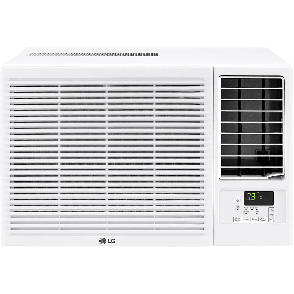 LG - 570 Sq. Ft 12,200 BTU 230V Window Mounted Air Conditioner with 11,200 BTU Heater - White - Front_Zoom