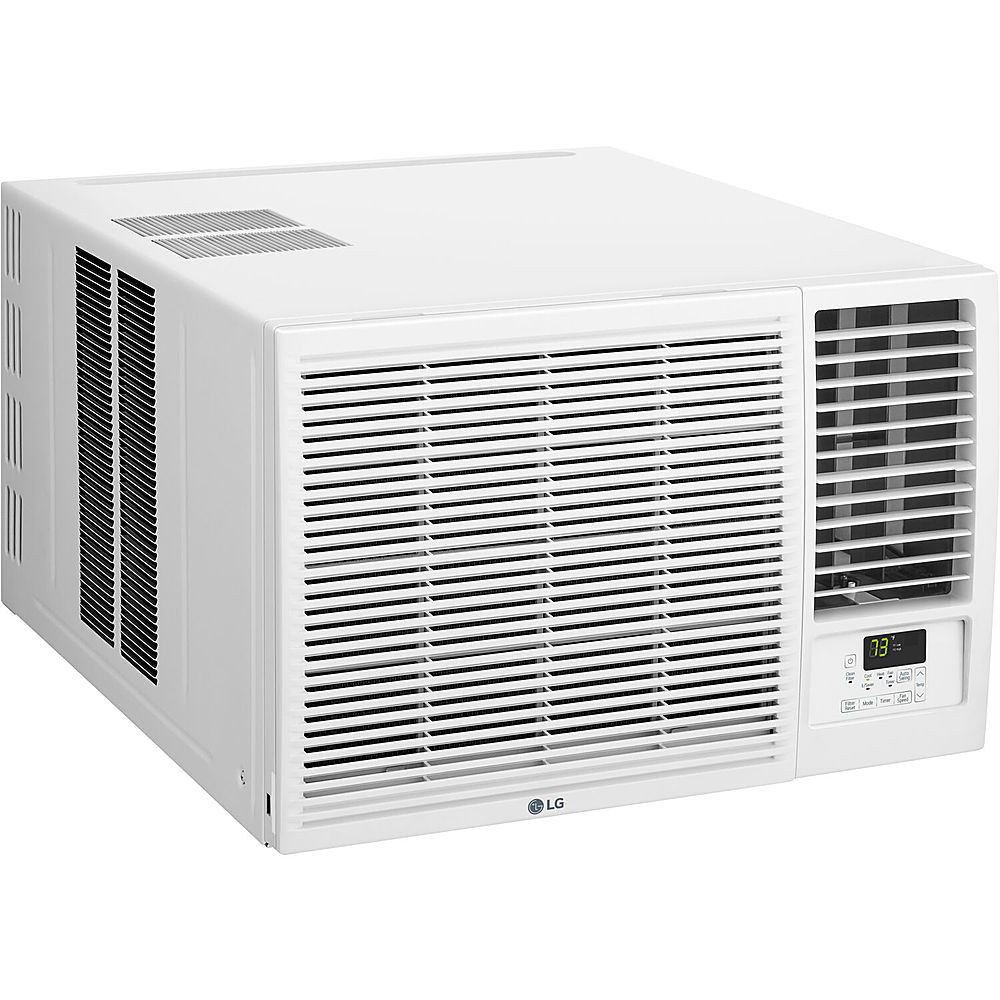 Angle. LG - 18,000 BTU 230V Window-Mounted Air Conditioner with 12,000 BTU Supplemental Heat Function - White.