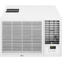 LG - 18,000 BTU 230V Window-Mounted Air Conditioner with 12,000 BTU Supplemental Heat Function - White - Front_Zoom
