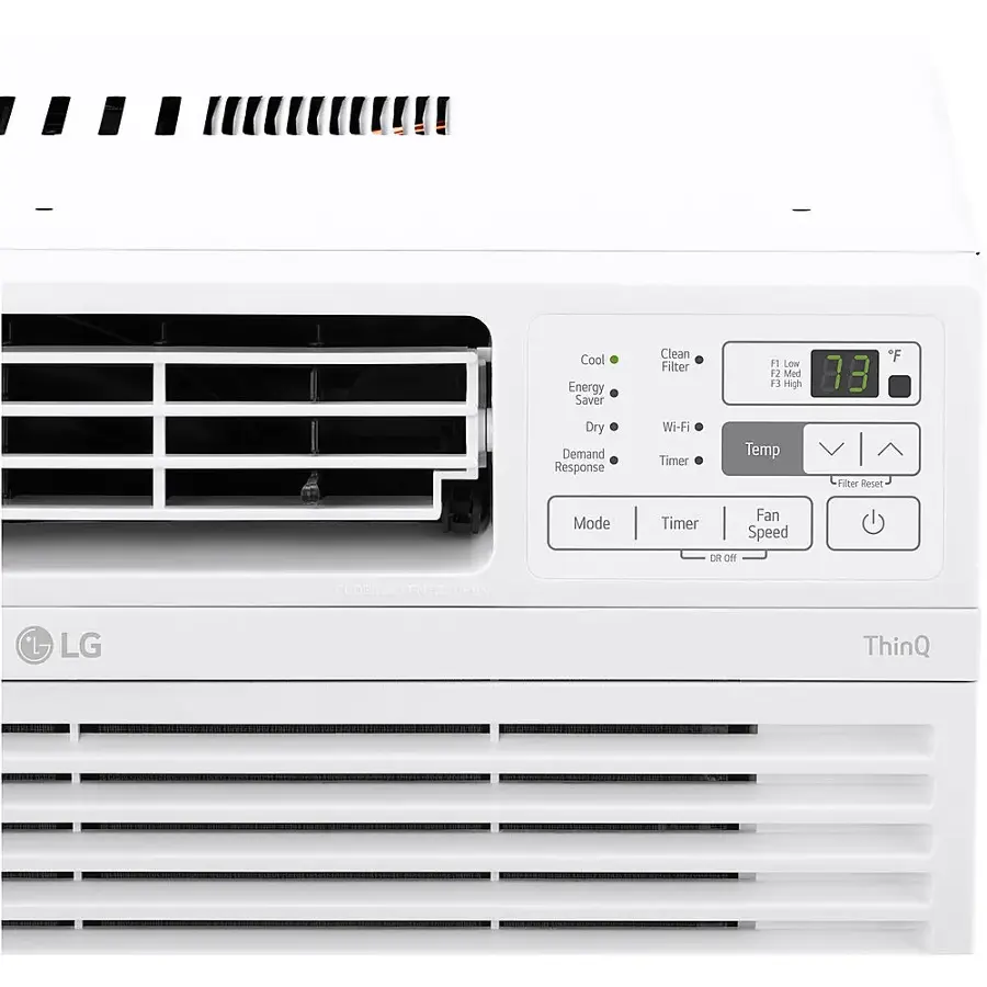 Cool Energy Saver Clean Filter F1 Cow +2 Med 3 High 88 "F Dry Demand Response Wi-Fi Timer Temp Filter Reset Mode Timer Fan Speed DR OFF CLOSER VENTER OPEN LG ThinQ