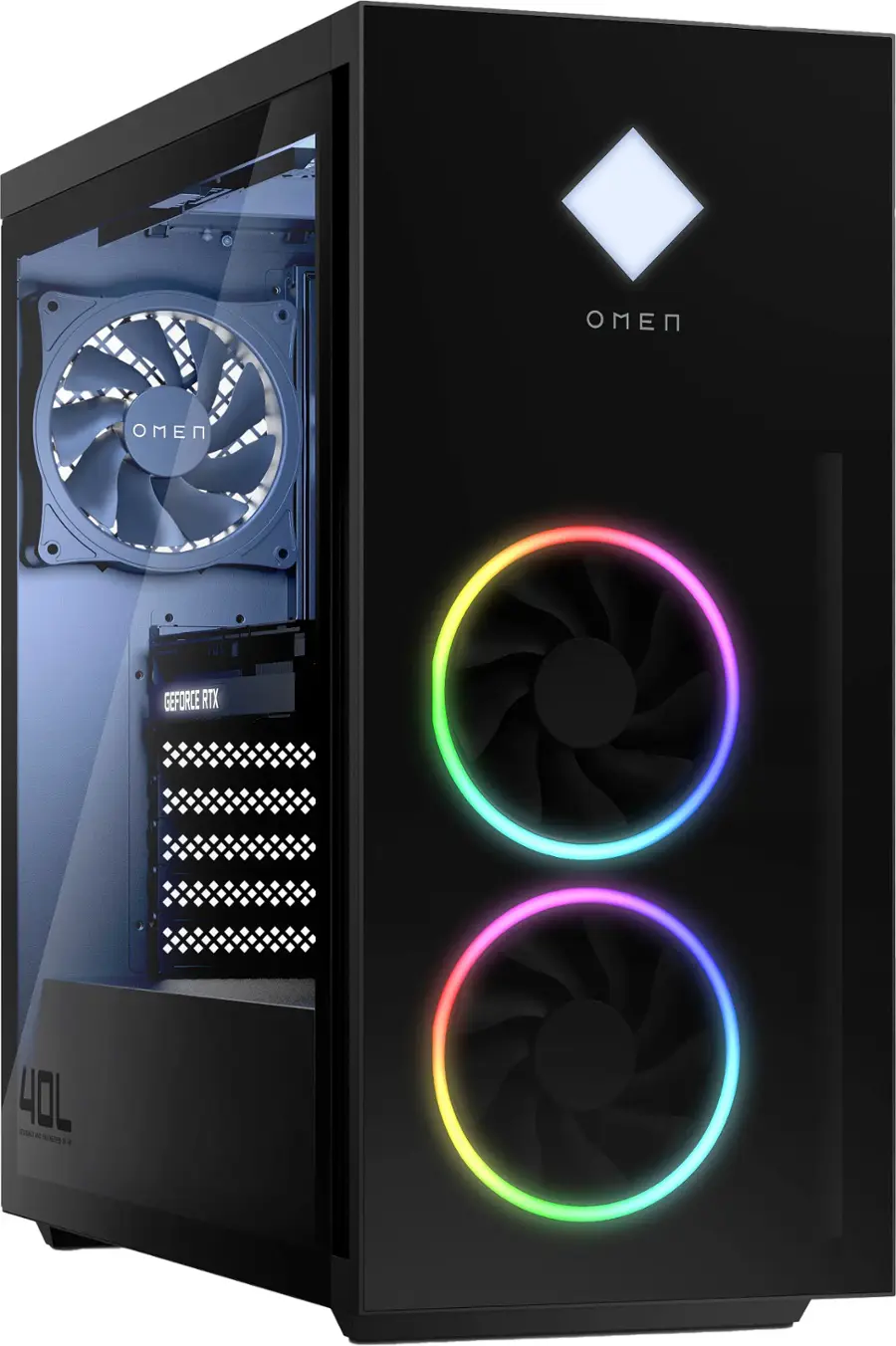 Back. HP OMEN - 40L Gaming Desktop - AMD Ryzen 7 7700 - 16GB DDR5 Memory - NVIDIA GeForce RTX 4060 Ti - 1TB SSD - Black.