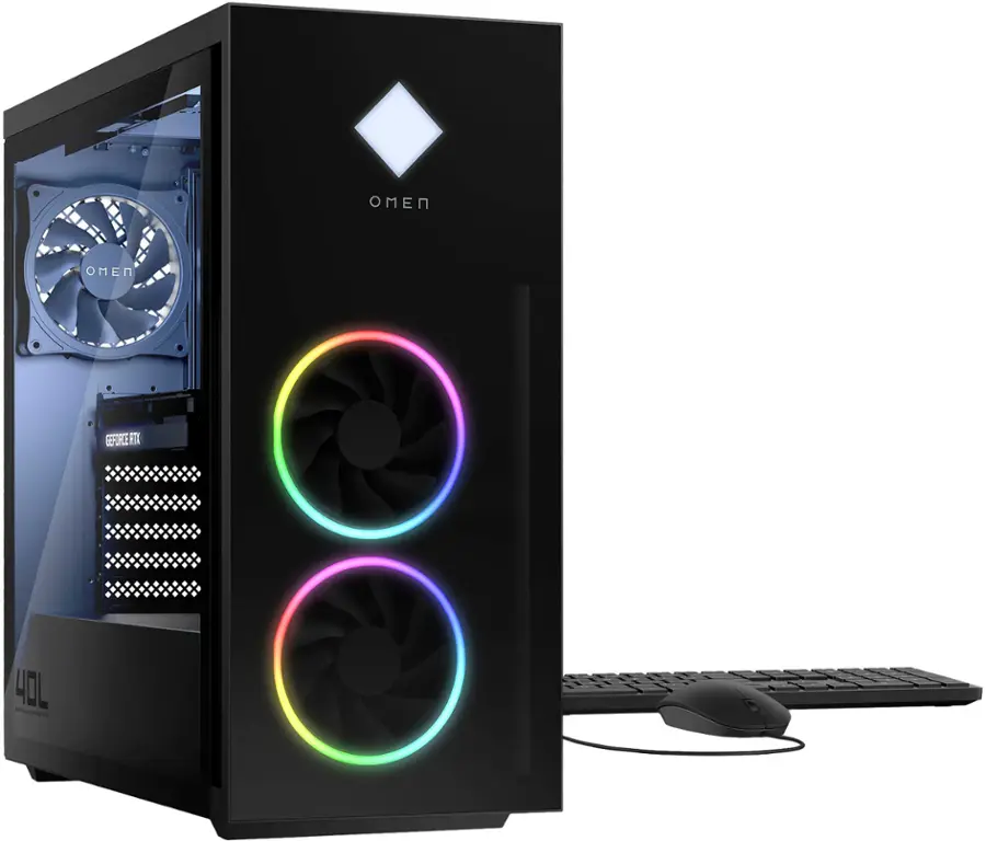 Alt View 2. HP OMEN - 40L Gaming Desktop - AMD Ryzen 7 7700 - 16GB DDR5 Memory - NVIDIA GeForce RTX 4060 Ti - 1TB SSD - Black.
