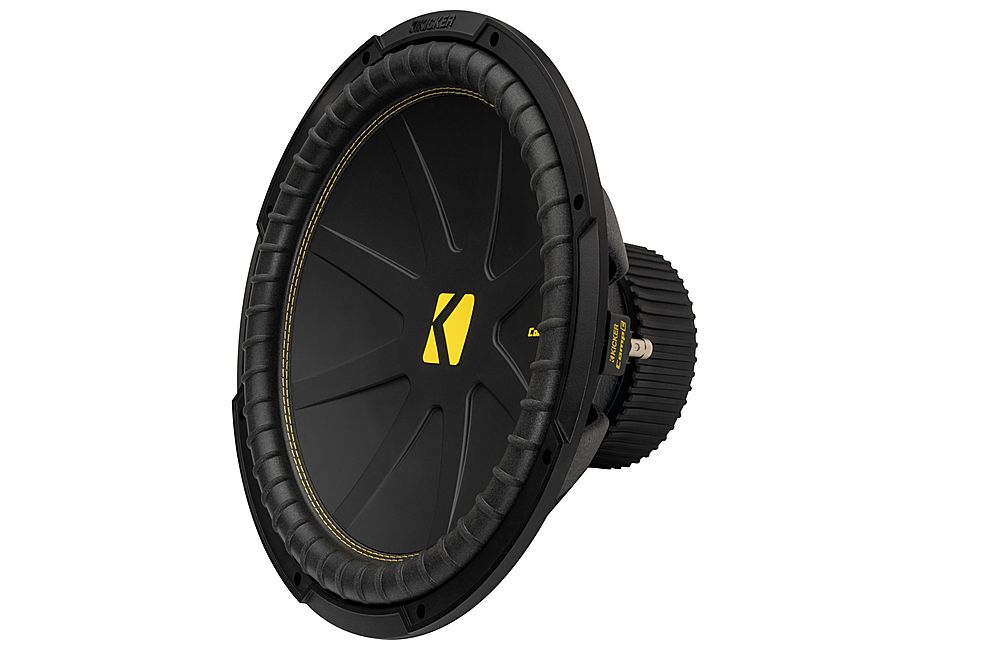 Left. KICKER - CompC 15" Single-Voice-Coil 4-Ohm Subwoofer - Black.