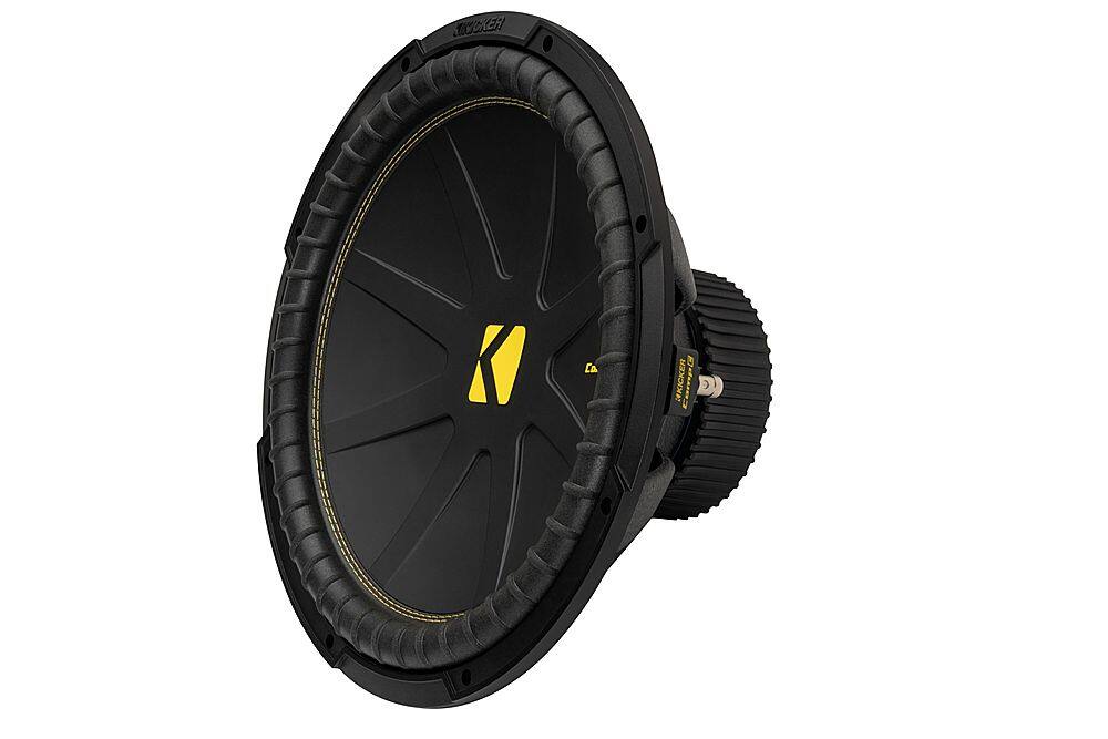 Left. KICKER - CompC 15" Single-Voice-Coil 4-Ohm Subwoofer - Black.