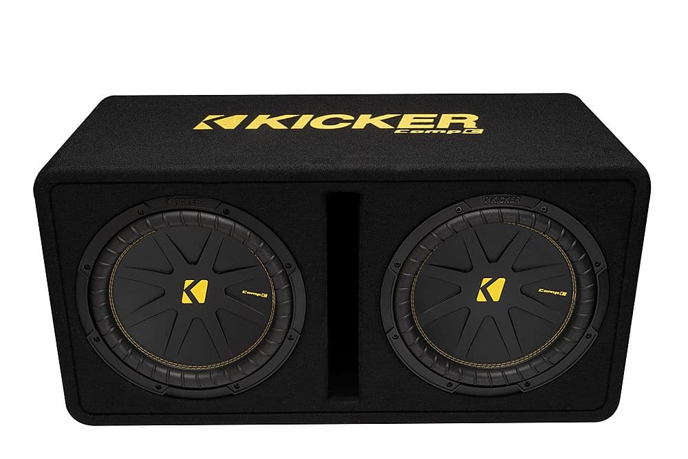 Angle. KICKER - CompC 12" Loaded Enclosures Dual Single-Voice-Coil 2-Ohm Subwoofers - Black.