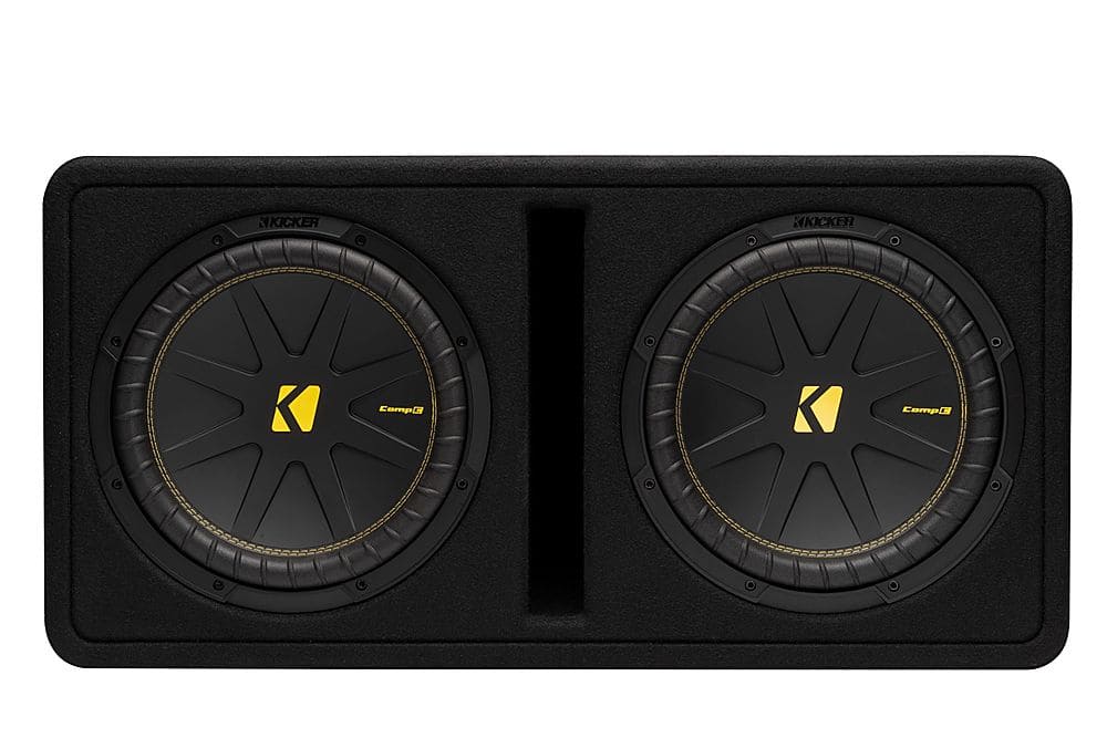 Front. KICKER - CompC 12" Loaded Enclosures Dual Single-Voice-Coil 2-Ohm Subwoofers - Black.