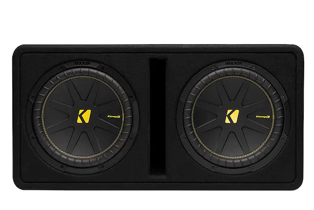 Front. KICKER - CompC 12" Loaded Enclosures Dual Single-Voice-Coil 2-Ohm Subwoofers - Black.