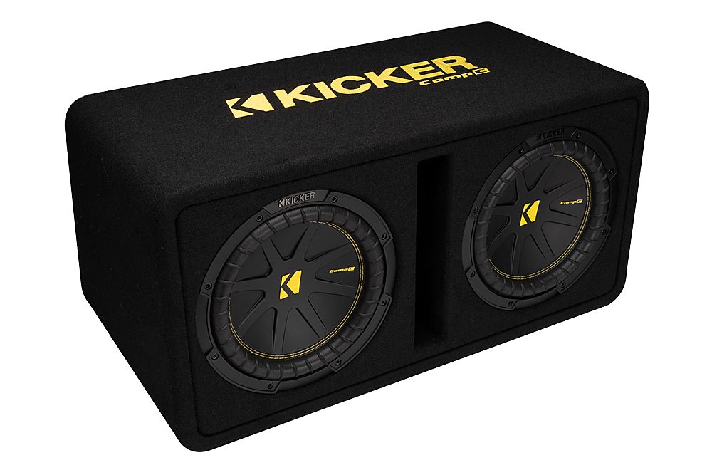 Back View: KICKER - CompC 10" Loaded Enclosures Dual Single-Voice-Coil 2-Ohm Subwoofers - Black