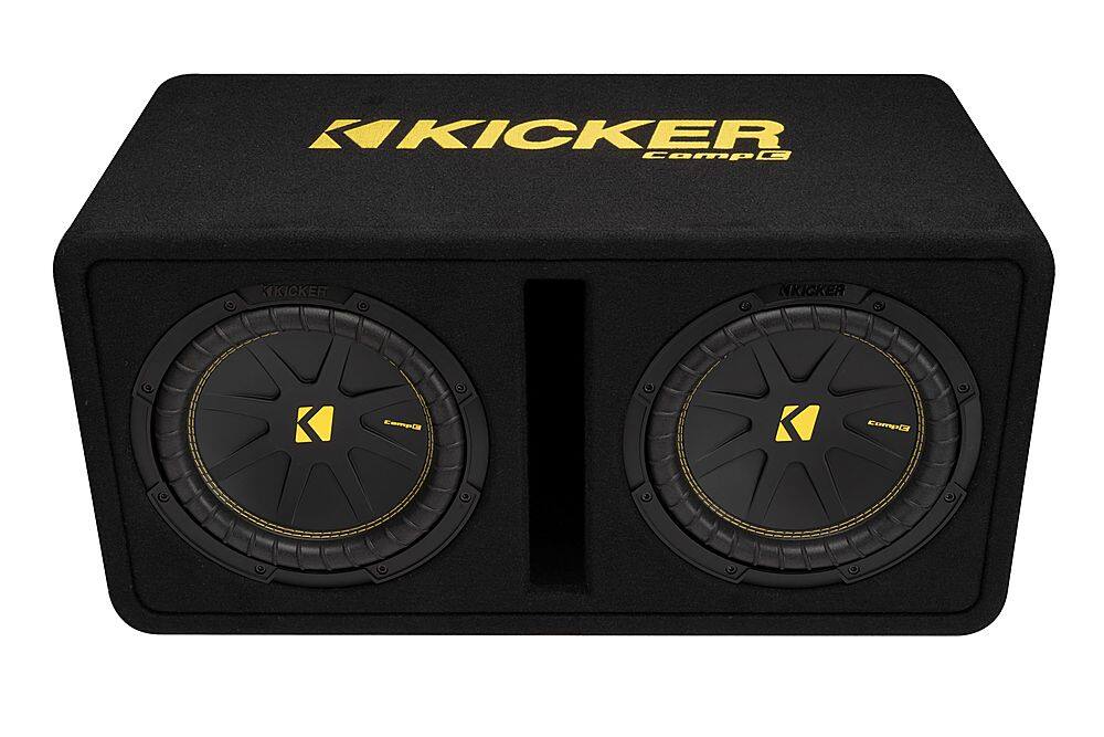 Angle. KICKER - CompC 10" Loaded Enclosures Dual Single-Voice-Coil 2-Ohm Subwoofers - Black.