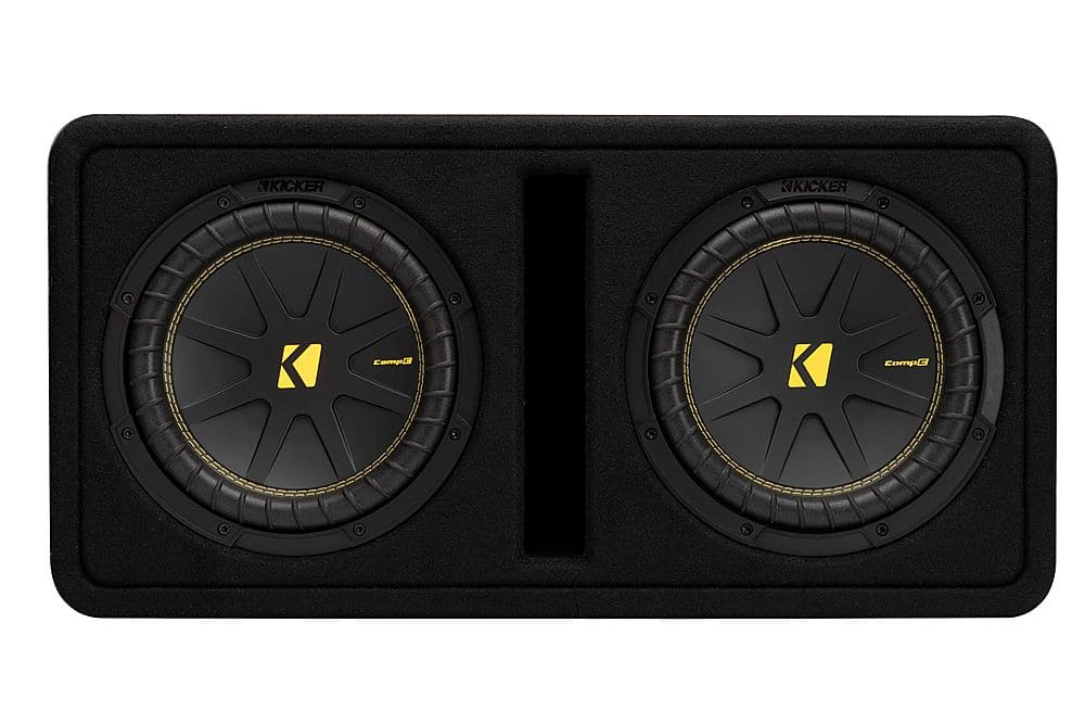 Front. KICKER - CompC 10" Loaded Enclosures Dual Single-Voice-Coil 2-Ohm Subwoofers - Black.