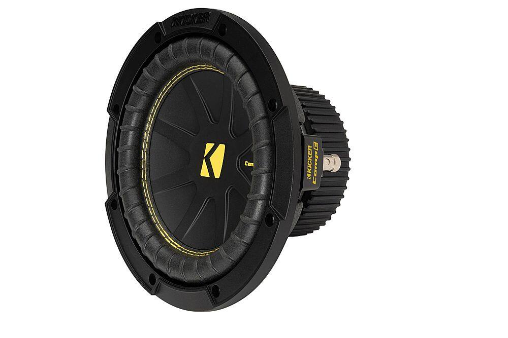 Left. KICKER - CompC 8" Single-Voice-Coil 4-Ohm Subwoofer - Black.