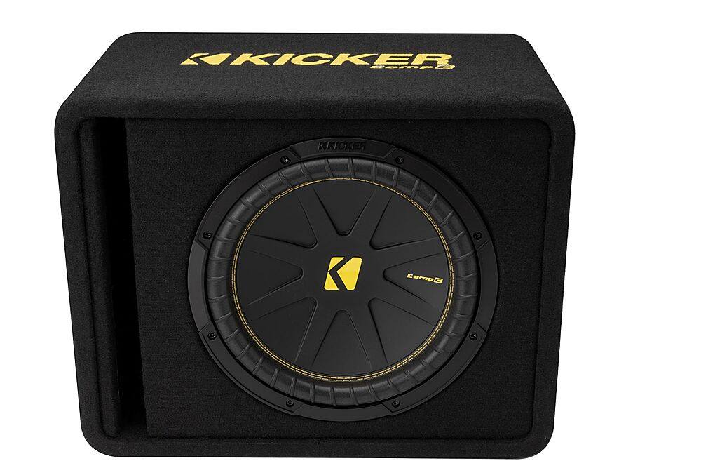 Angle. KICKER - CompC 12" Loaded Enclosures Single-Voice-Coil 2-Ohm Subwoofer - Black.