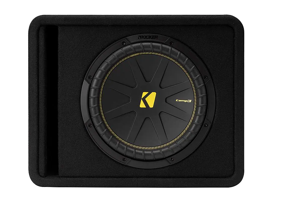 Front. KICKER - CompC 12" Loaded Enclosures Single-Voice-Coil 2-Ohm Subwoofer - Black.