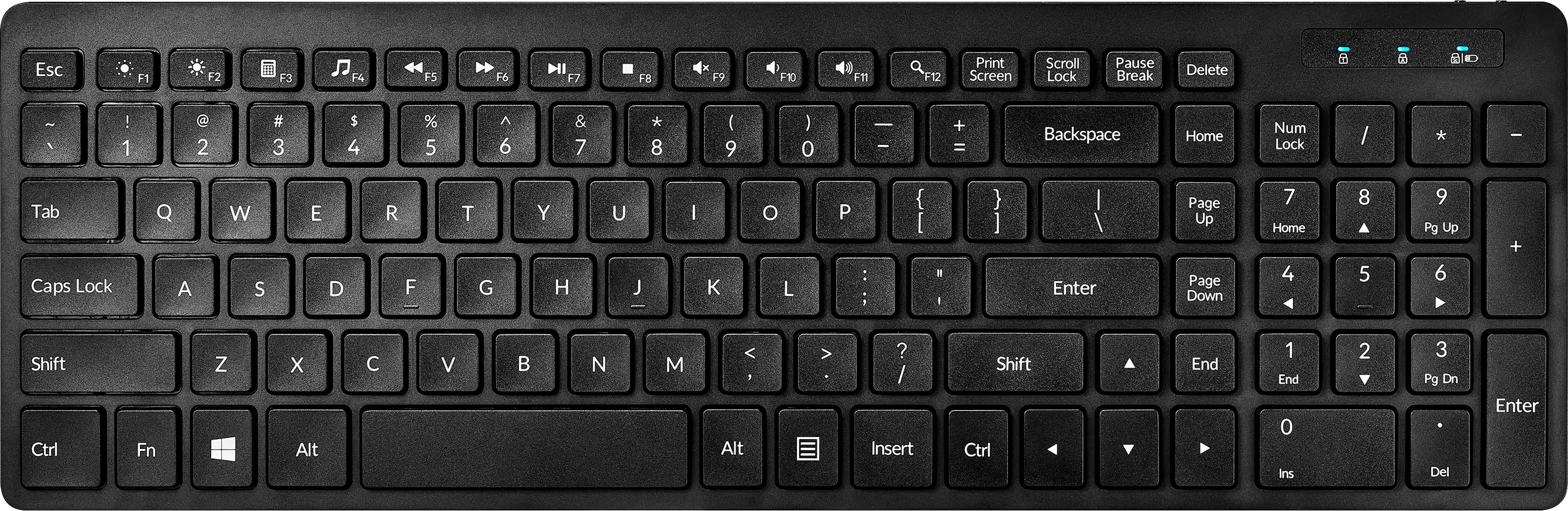 Front. Insignia™ - Full-size Bluetooth Scissor Switch Keyboard - Black.
