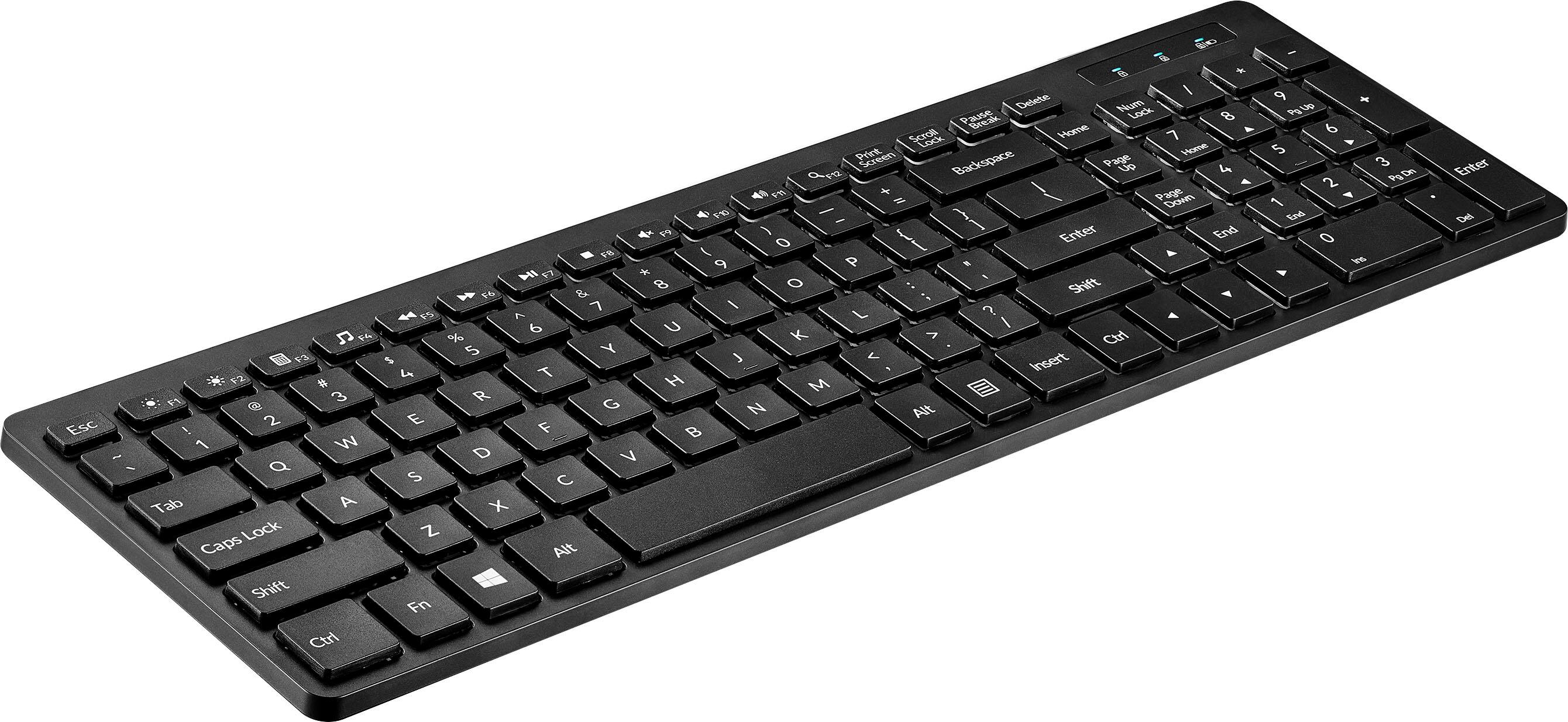 Left. Insignia™ - Full-size Bluetooth Scissor Switch Keyboard - Black.