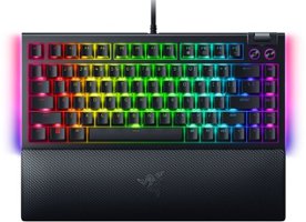 Razer - BlackWidow V4 75% Wired Orange Switch Gaming Keyboard with Hot-Swappable Design - Black - Front_Zoom