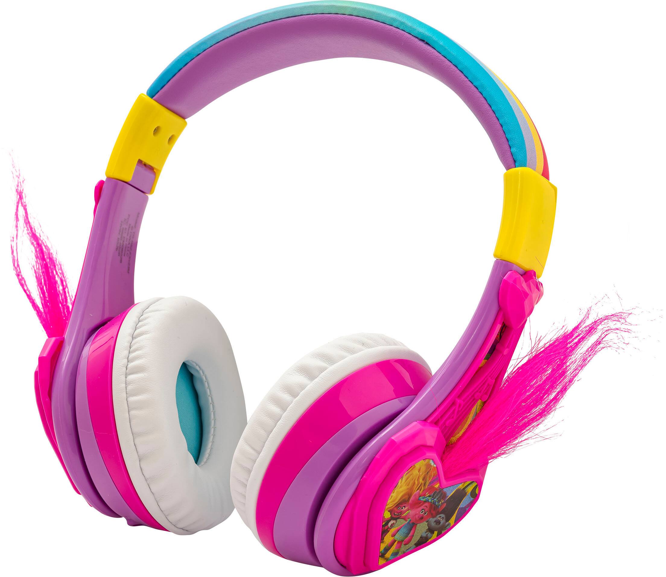 Angle. eKids - DreamWorks Trolls Wireless Over-the-Ear Headphones - Pink.