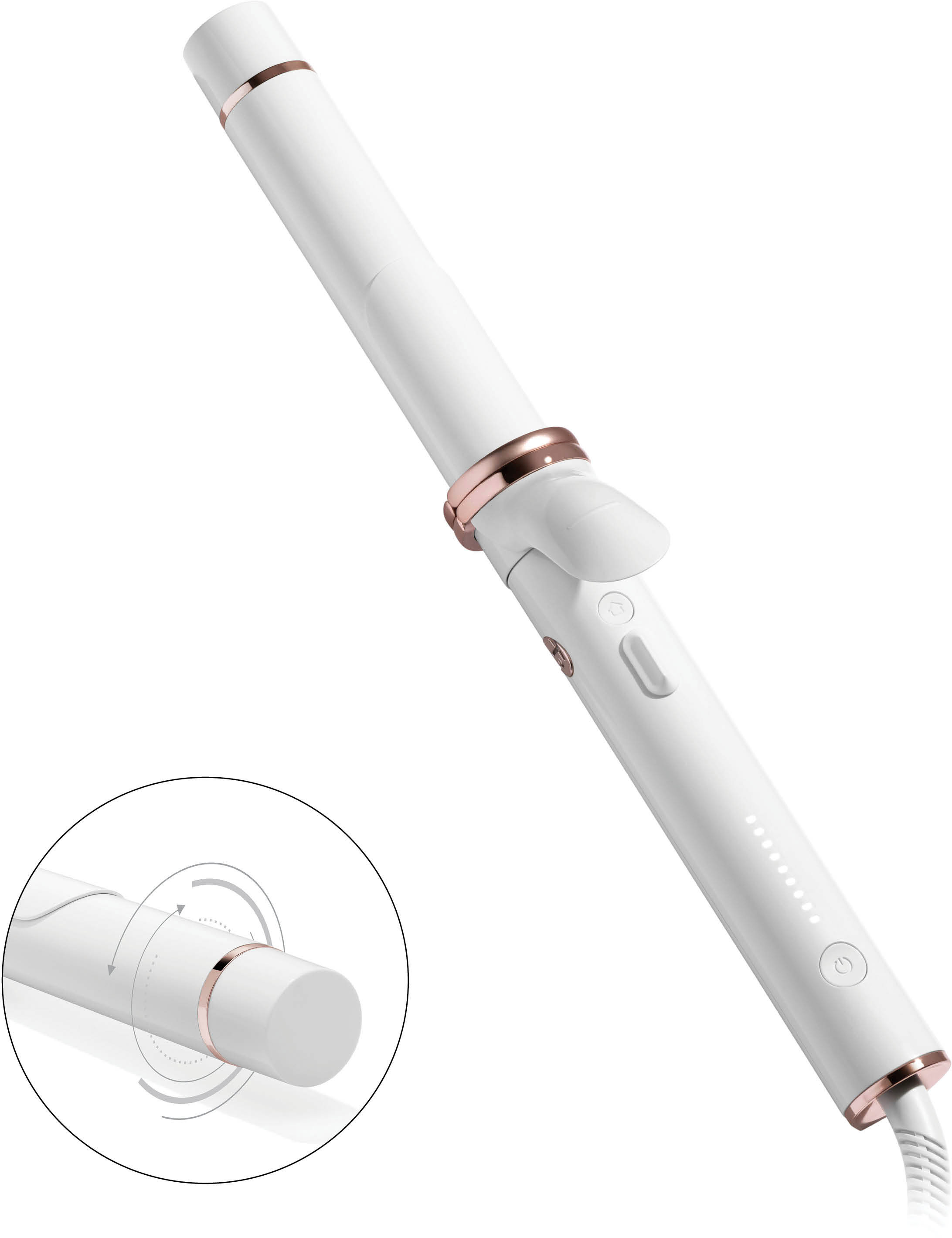 Angle View: T3 - CurlWrap 1.25" Automatic Rotating Curling Iron with Long Barrel - White