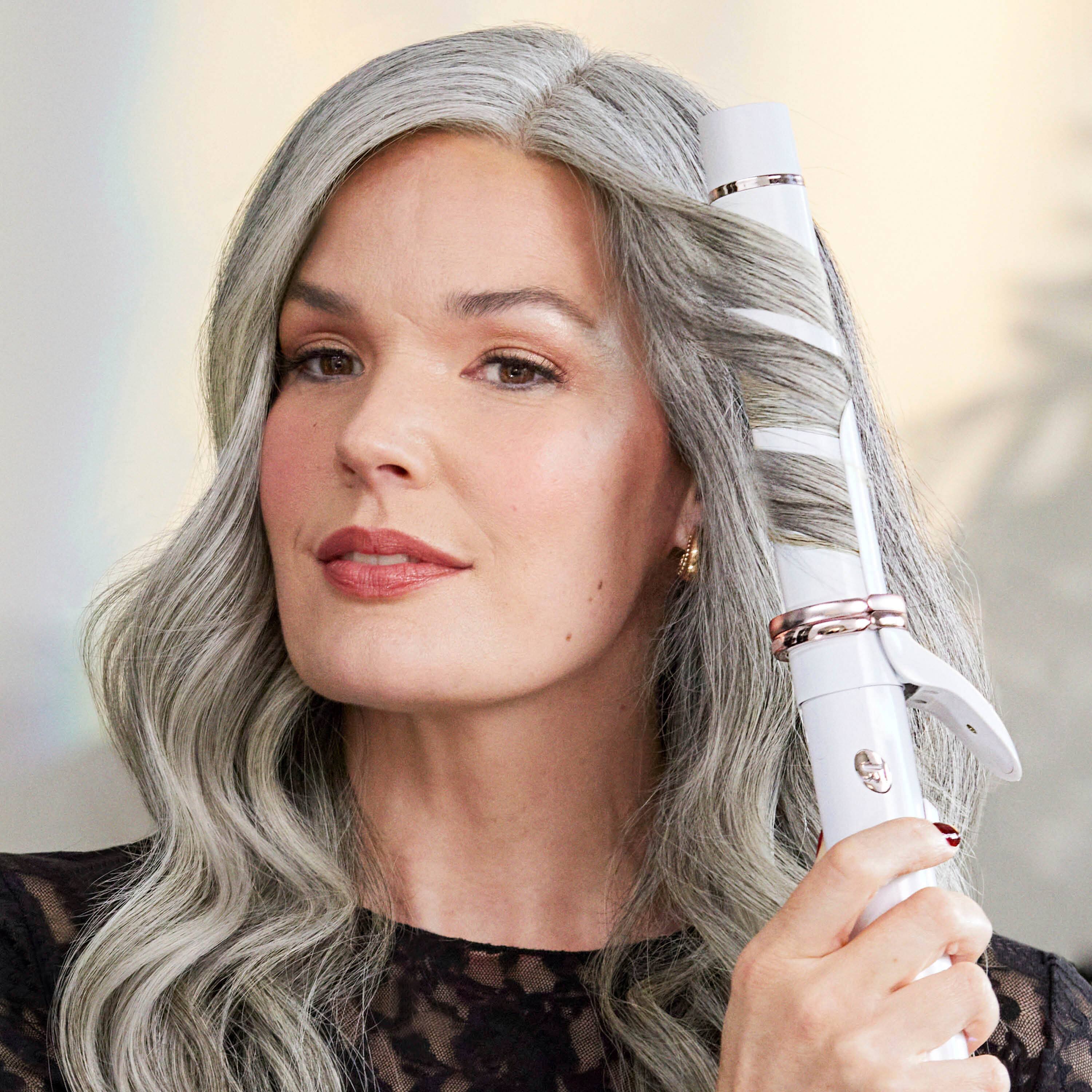 Alt View 11. T3 - CurlWrap 1.25" Automatic Rotating Curling Iron with Long Barrel - White.