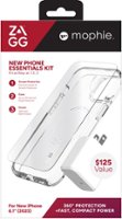 ZAGG - mophie New Phone Essentials Kit: 360 Protection + Fast, Compact Power for Apple iPhone 15 - Clear/White - Alt_View_Zoom_1