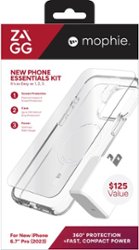 ZAGG - mophie New Phone Essentials Kit: 360 Protection + Fast, Compact Power for Apple iPhone 15 Pro Max - Clear/White - Alt_View_Zoom_1