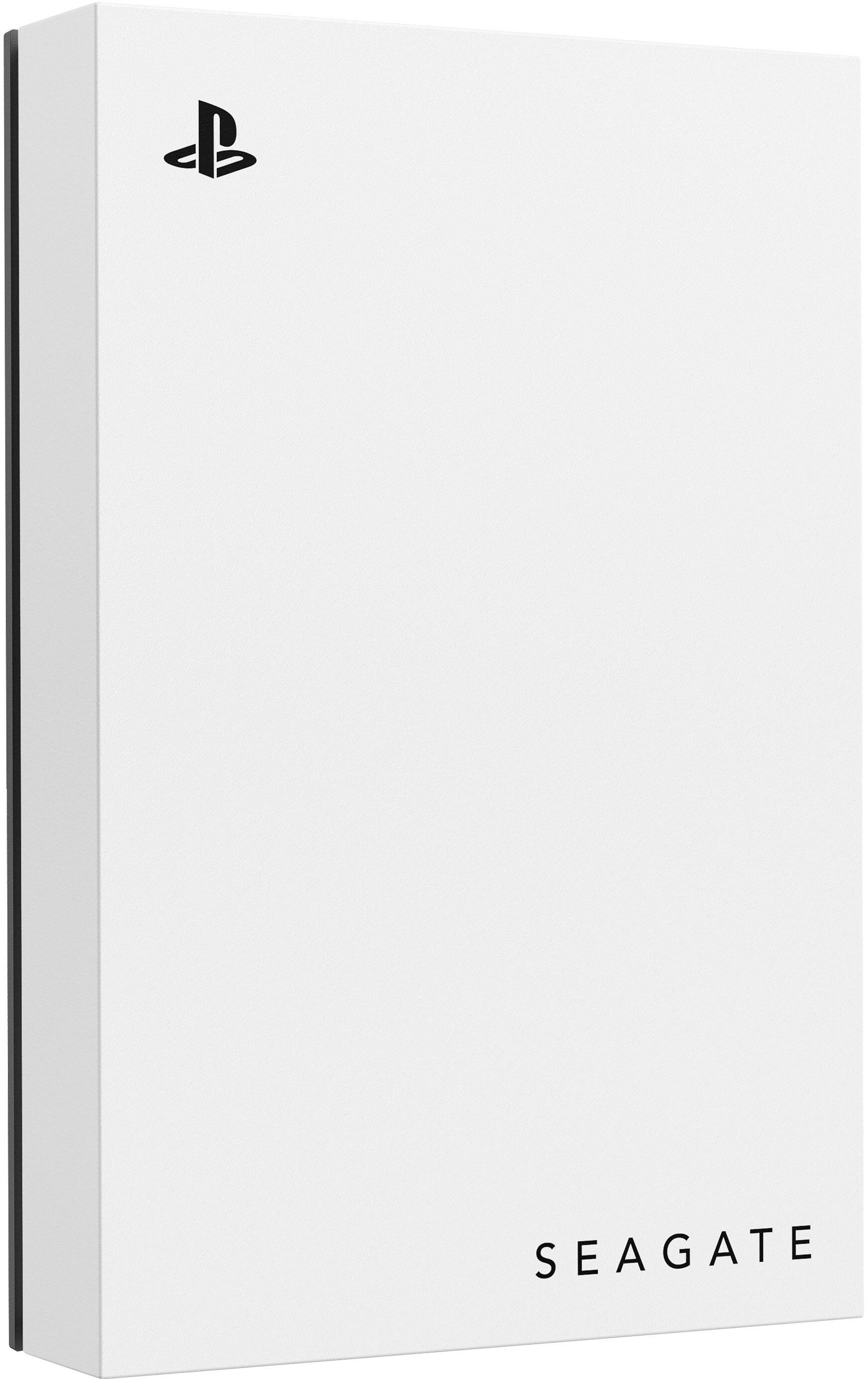 Angle. Seagate - Game Drive for PlayStation Consoles 5TB External USB 3.2 Gen 1 Portable Hard Drive with Blue LED Lighting - White.