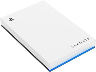 Seagate - Game Drive for PlayStation Consoles 2TB External USB 3.2 Gen 1 Portable Hard Drive with Blue LED Lighting - White - Front_Zoom