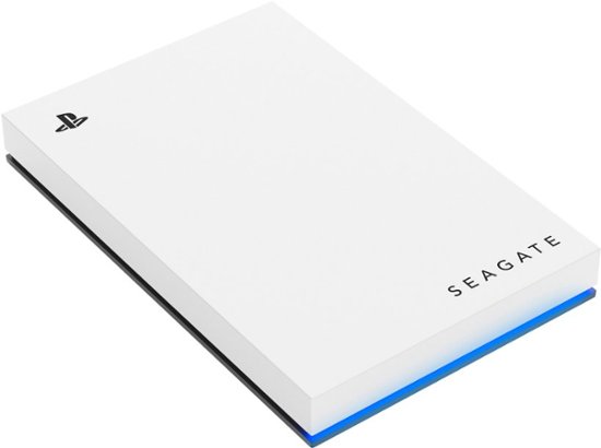 Front. Seagate - Game Drive for PlayStation Consoles 2TB External USB 3.2 Gen 1 Portable Hard Drive with Blue LED Lighting - White.