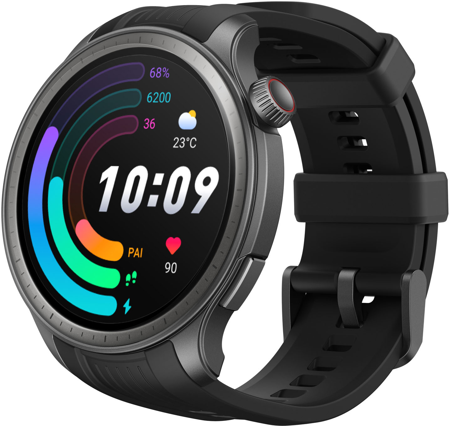 Amazfit T-Rex 2 Rugged Outdoor Fitness Smartwatch, Polymer Alloy with  Silicone Strap, Ember Black