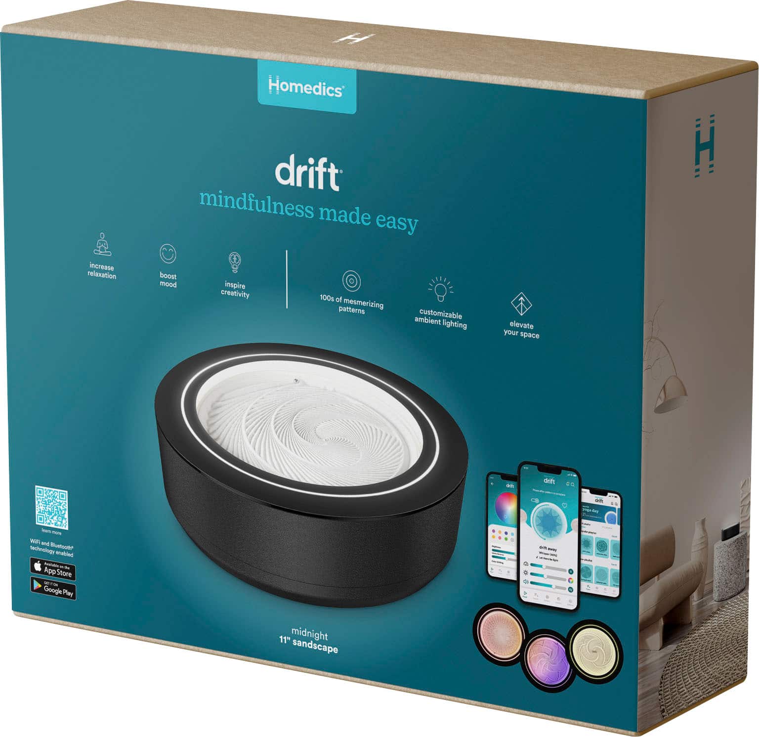 Alt View 21. Homedics - drift Meditation Sand Table 11" - Black.