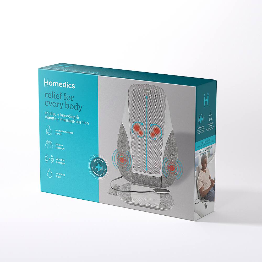 Alt View 17. Homedics - Shiatsu + Kneading & Vibration Massage Cushion with Heat - Gray.