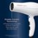 The image features a white hair dryer with the brand name "Conair" on it. The hair dryer is described as having "Double Ceramic Technology," which provides uniform heat for fast drying and less damage. The hair dryer also has a button for hot, warm, cool, and off, allowing users to control the temperature. The image emphasizes the benefits of using this particular hair dryer, such as creating more even heat with less hot spots.