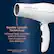 The image features a white hair dryer with the brand name "Conair" on it. The hair dryer is described as having "Double Ceramic Technology," which provides uniform heat for fast drying and less damage. The hair dryer also has a button for hot, warm, cool, and off, allowing users to control the temperature. The image emphasizes the benefits of using this particular hair dryer, such as creating more even heat with less hot spots.