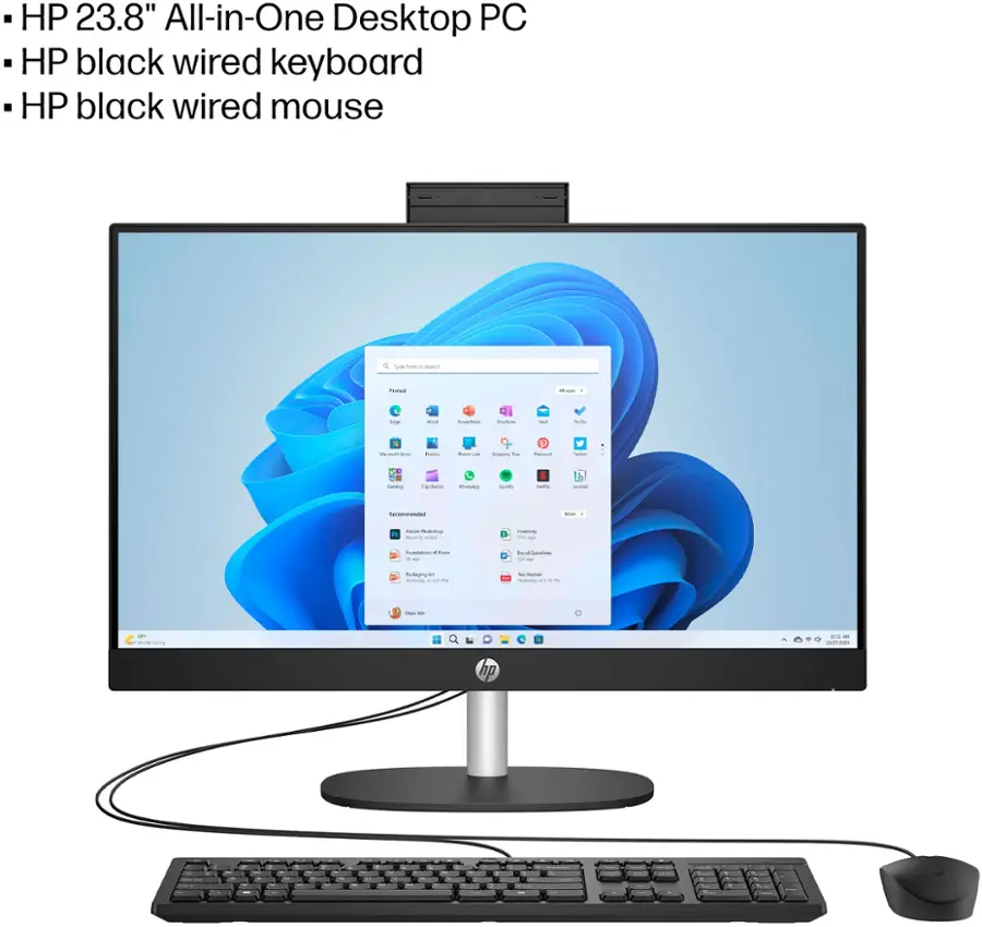 Alt View 4. HP - 23.8" Full HD All-in-One - AMD Ryzen 3 - 8GB Memory - 512GB SSD - Jet Black.