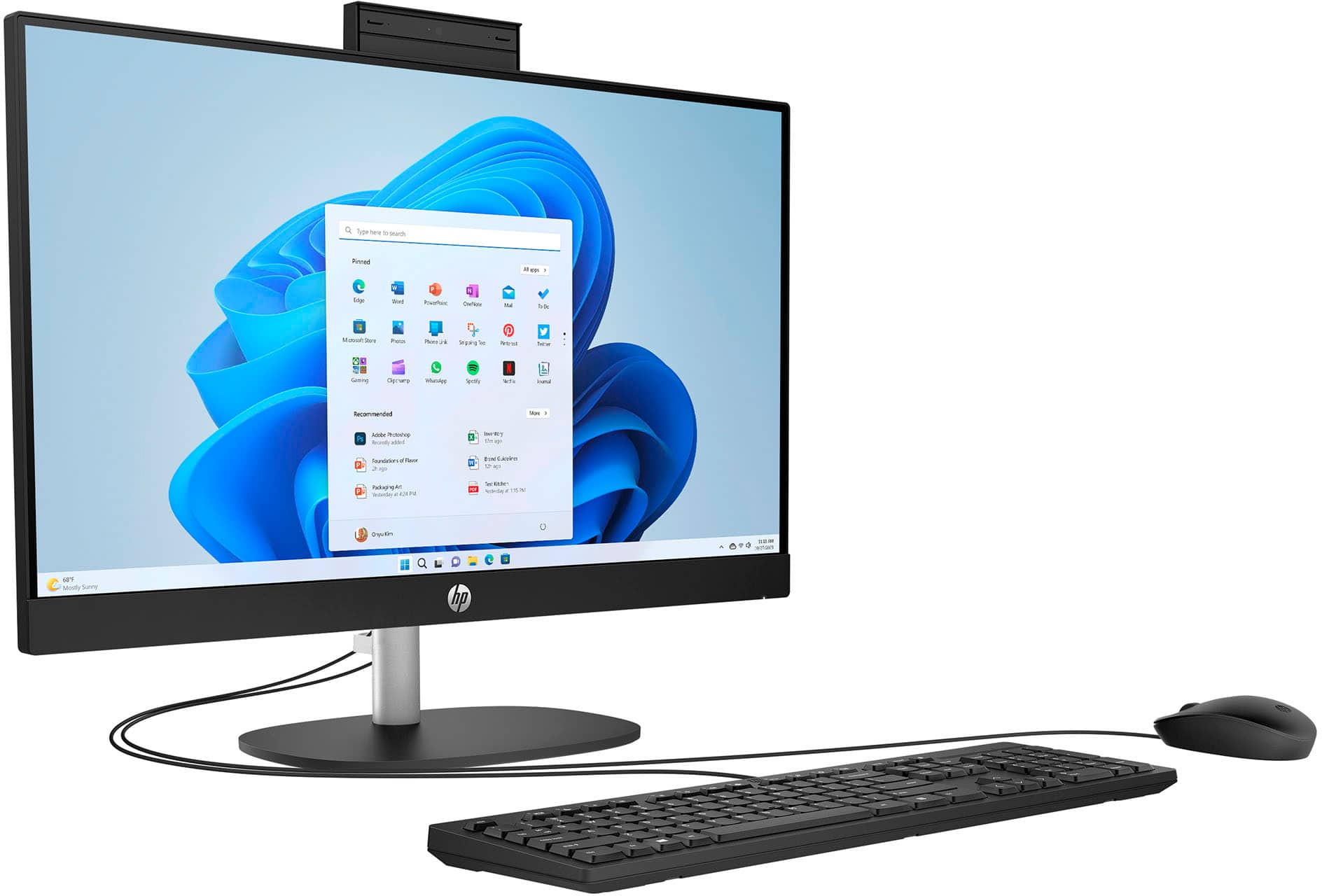 Left. HP - 23.8" Full HD All-in-One - AMD Ryzen 3 - 8GB Memory - 512GB SSD - Jet Black.